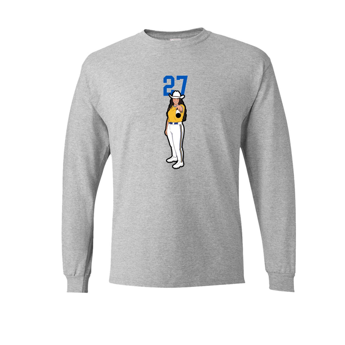 Long Sleeve Tee — Number Top in Grey