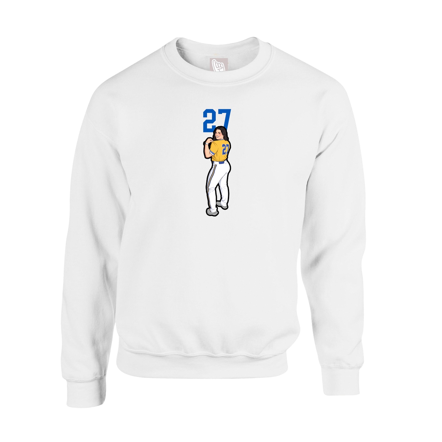 Fleece Crew — Number Top in White