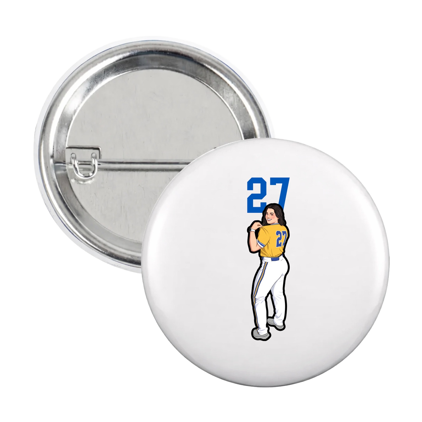Game Day Button — Number Top in White