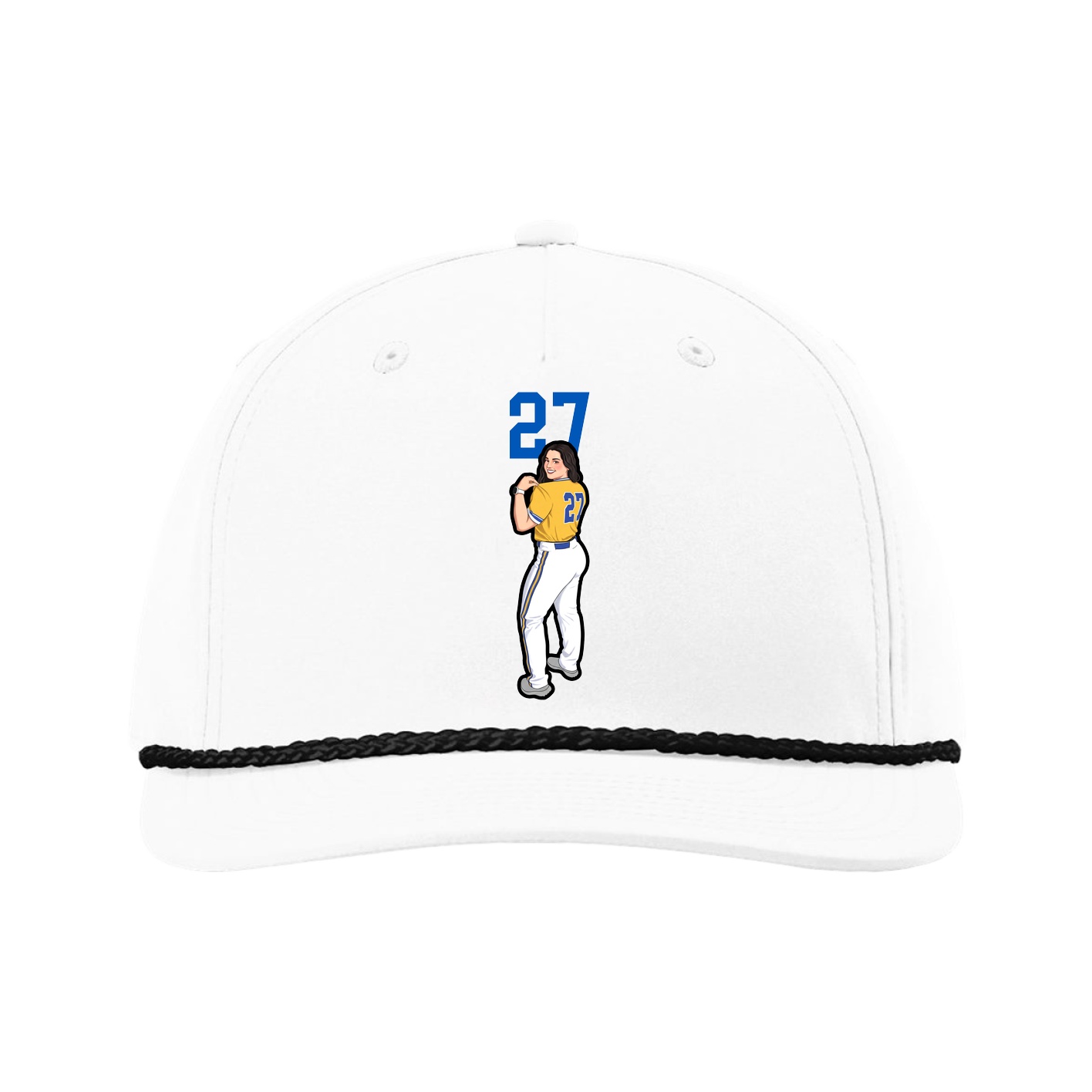 Five-Panel Classic Rope Cap — Number Top in White