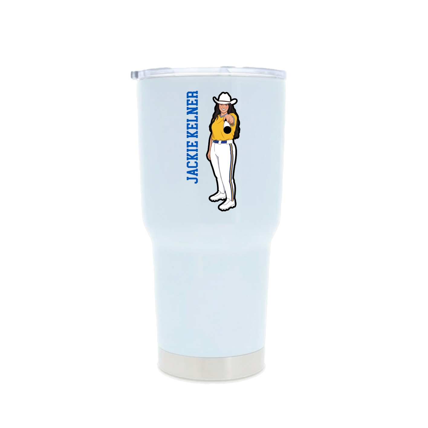 30oz Stainless Steel Tumbler — Name Vertical in White