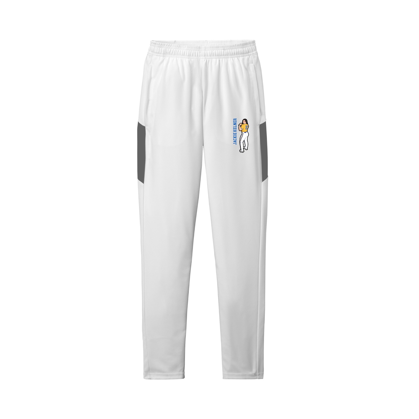 Team Travel Pant — Name Vertical in White/Grey