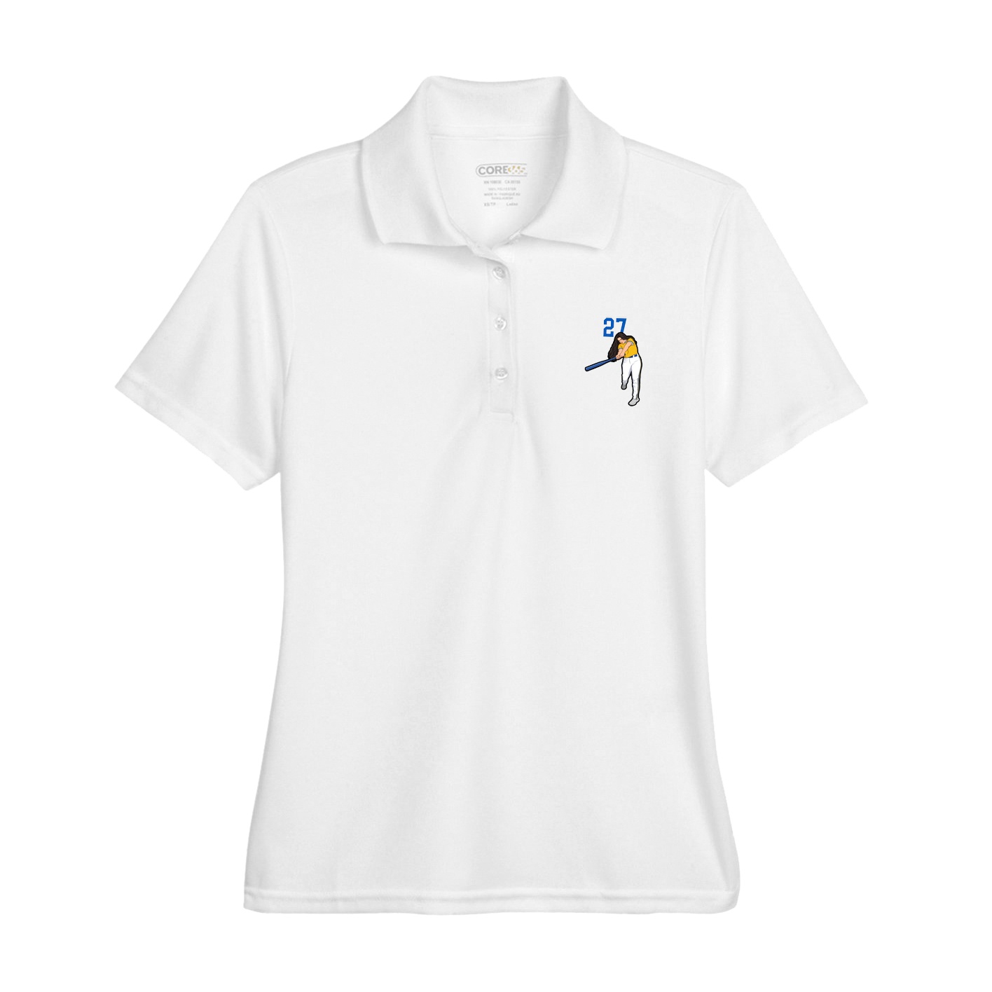 Womens Performance Polo — Number Top in White