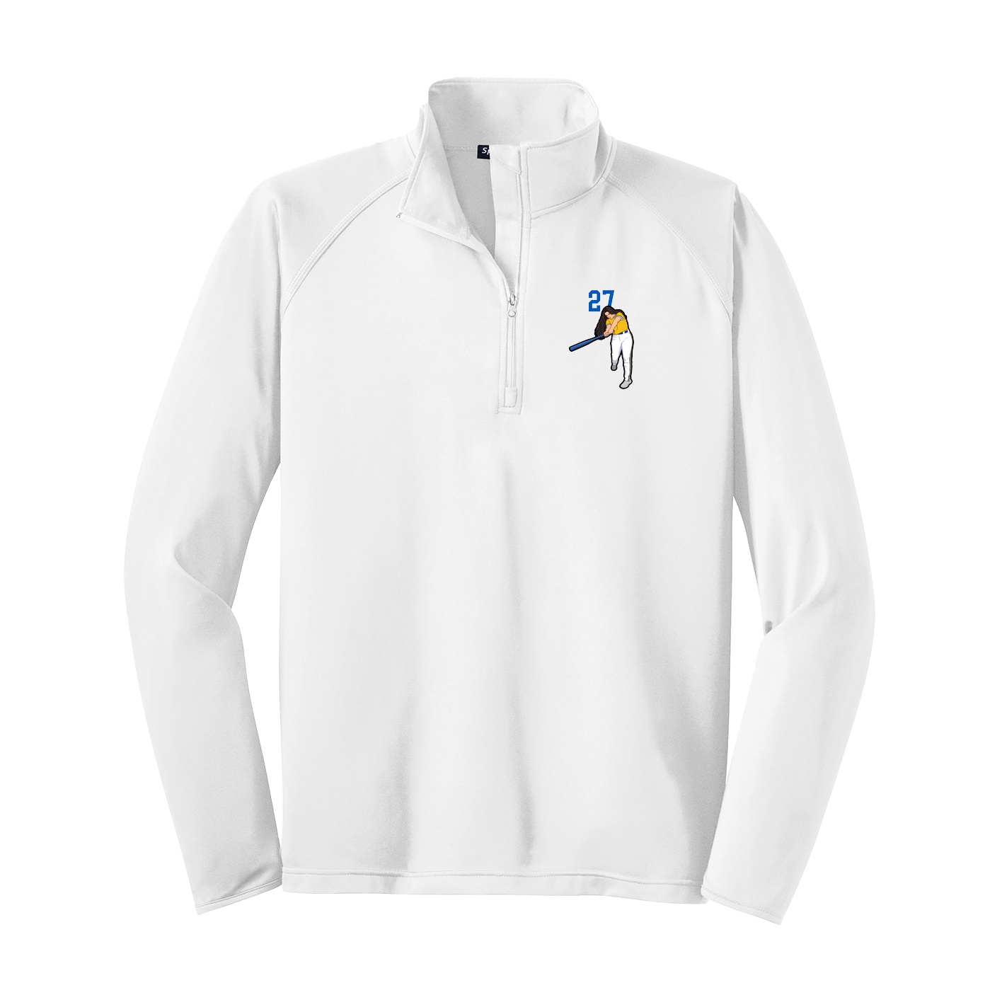 Q-Zip Pullover — Number Top in White