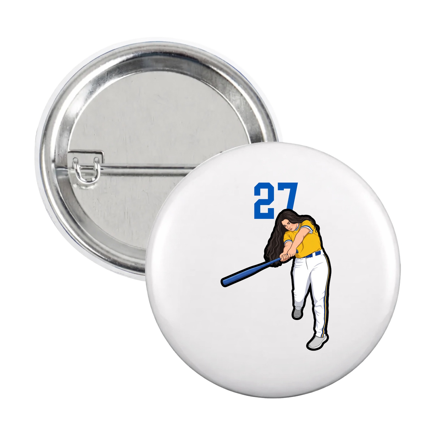 Game Day Button — Number Top in White
