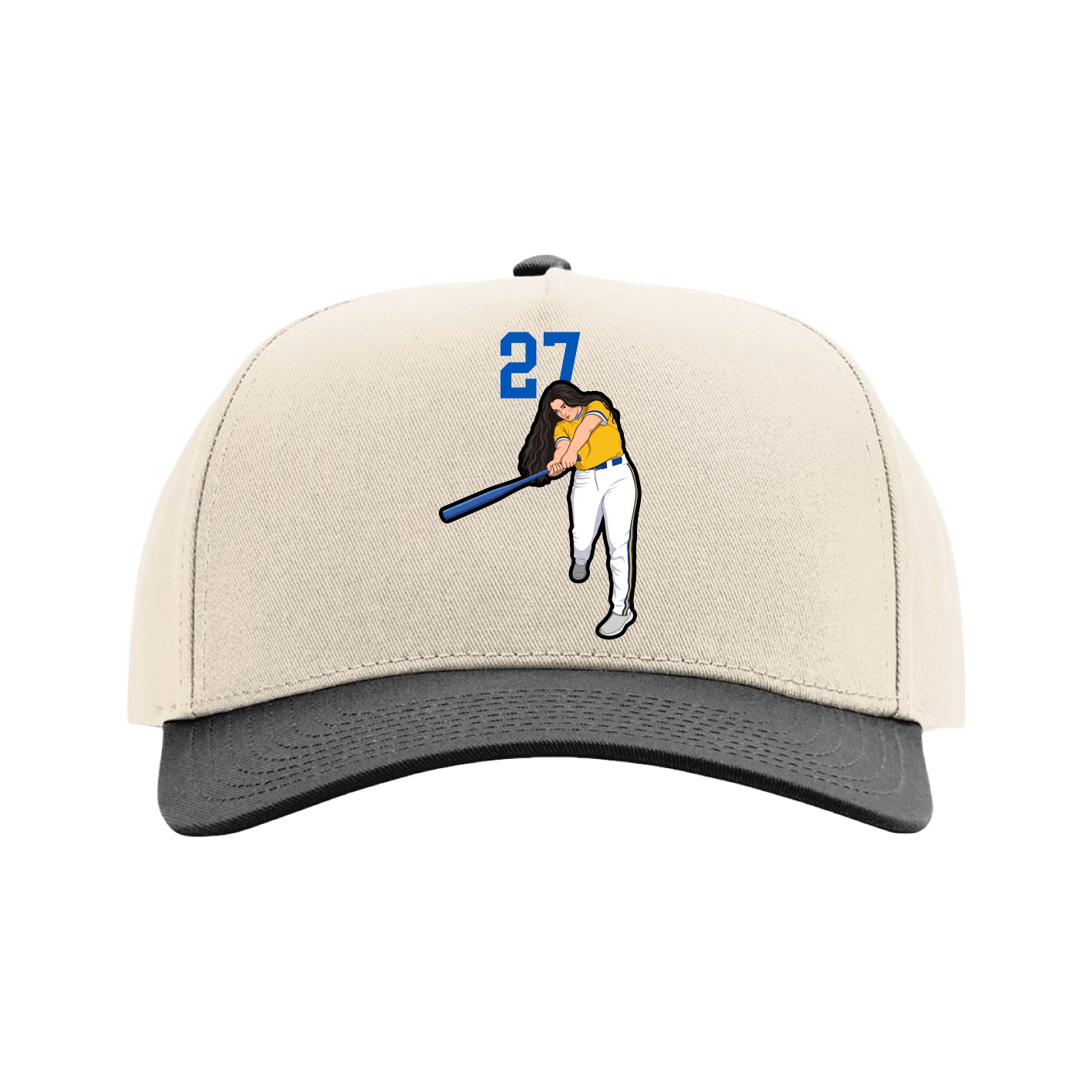 Full Fabric Five-Panel Champ Cap — Number Top in Cream/Black