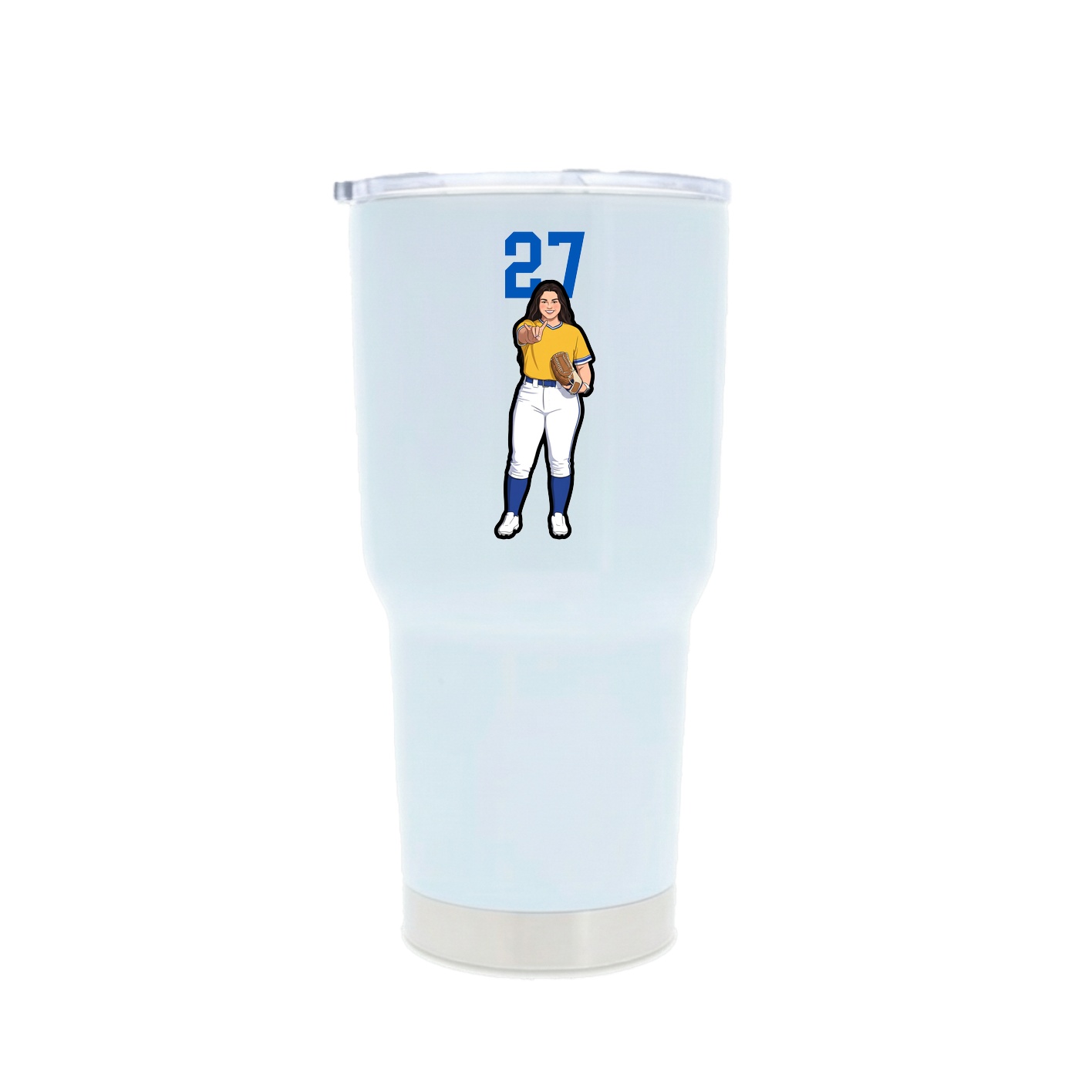 30oz Stainless Steel Tumbler — Number Top in White