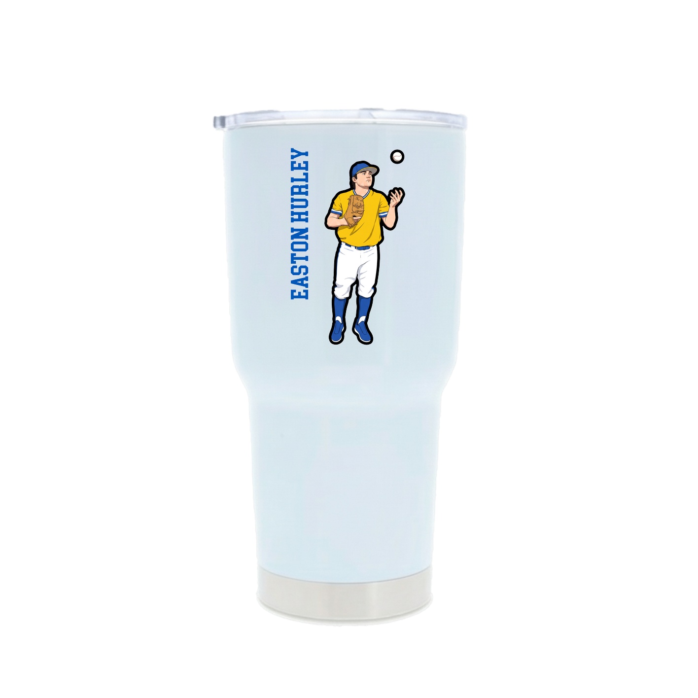 30oz Stainless Steel Tumbler — Name Vertical in White