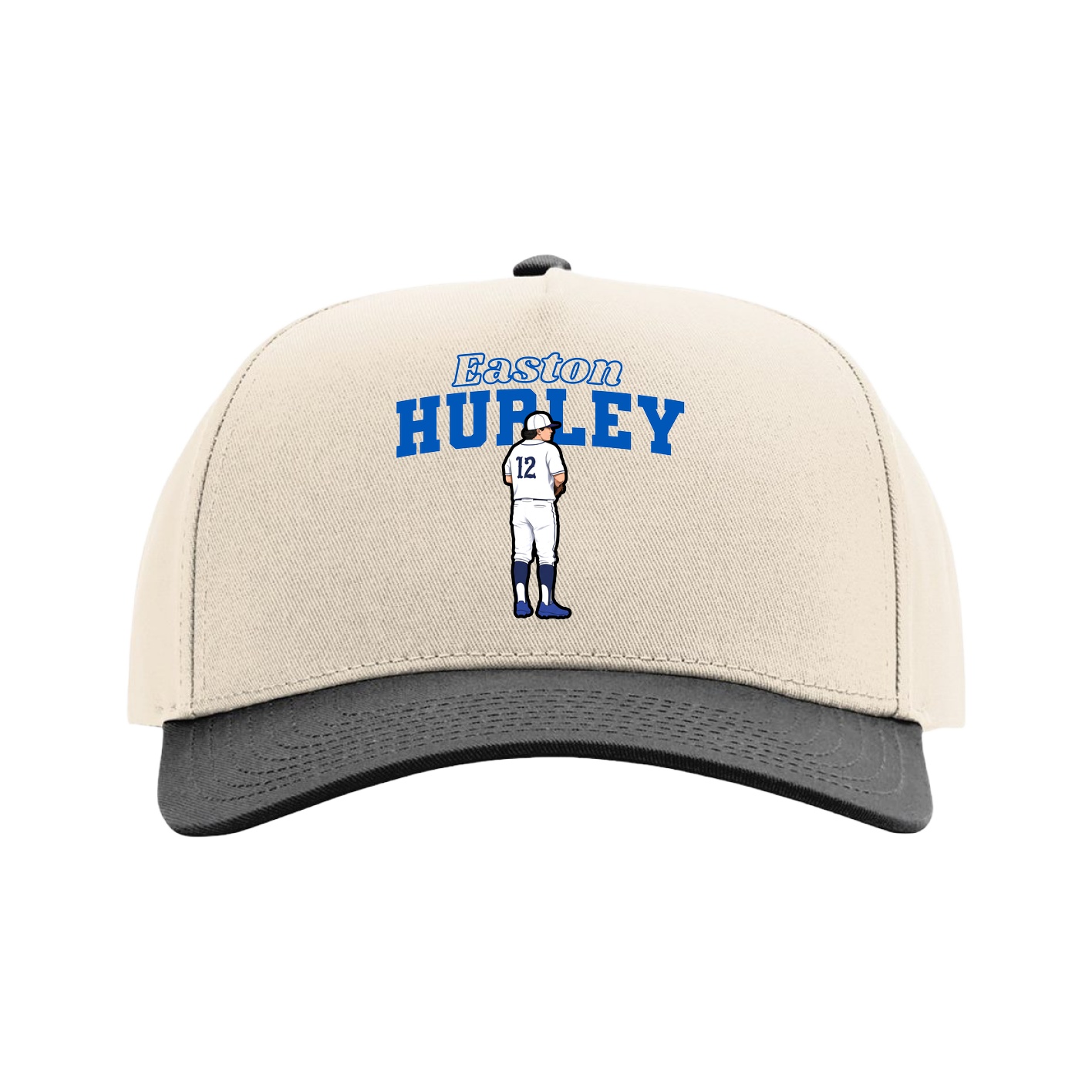 Full Fabric Five-Panel Champ Cap — Name Arch in Cream/Black