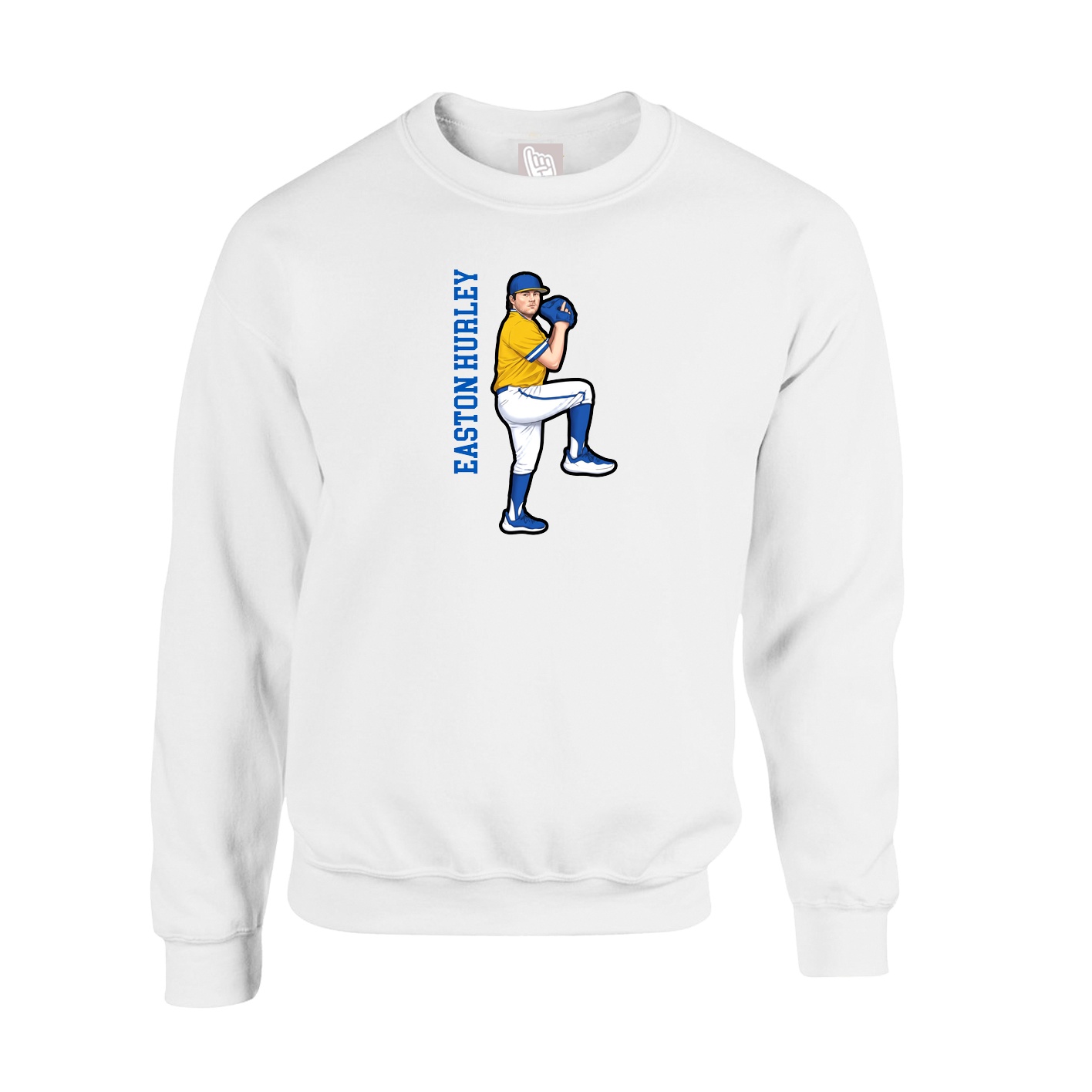 Fleece Crew — Name Vertical in White