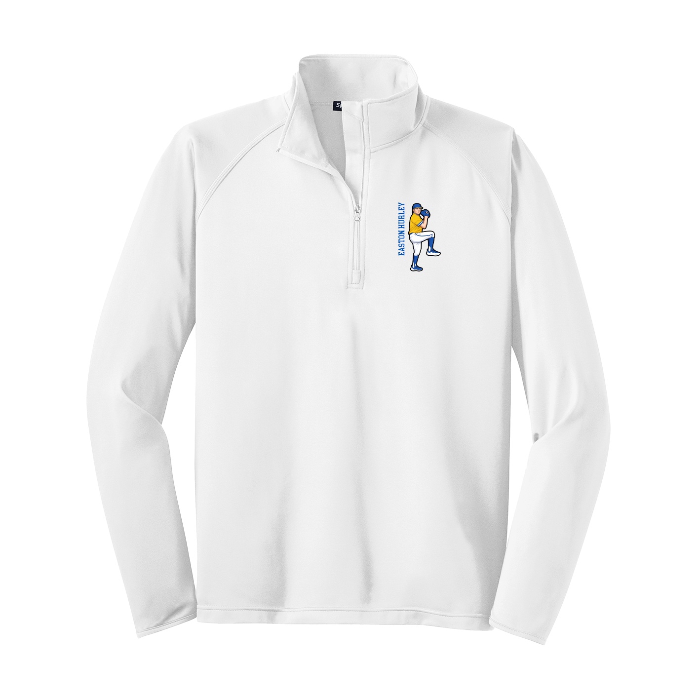 Q-Zip Pullover — Name Vertical in White