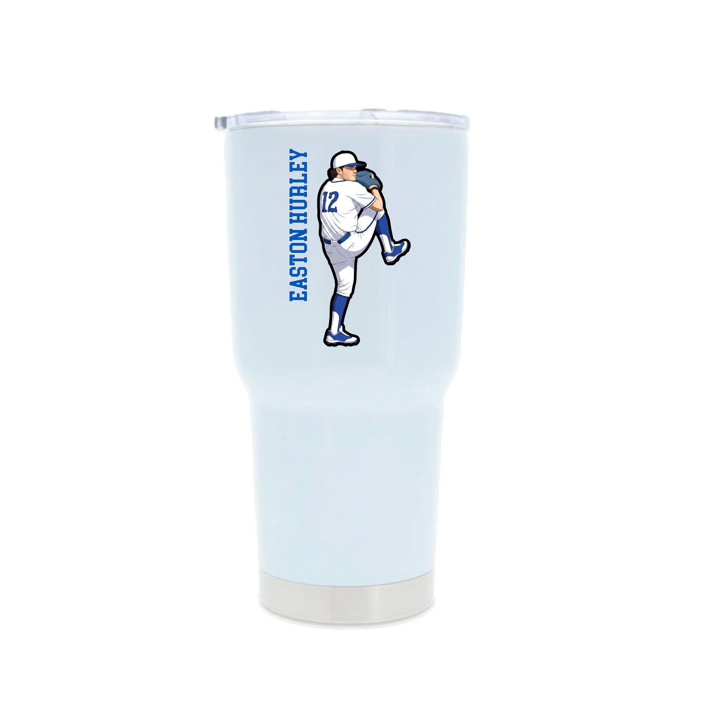 30oz Stainless Steel Tumbler — Name Vertical in White