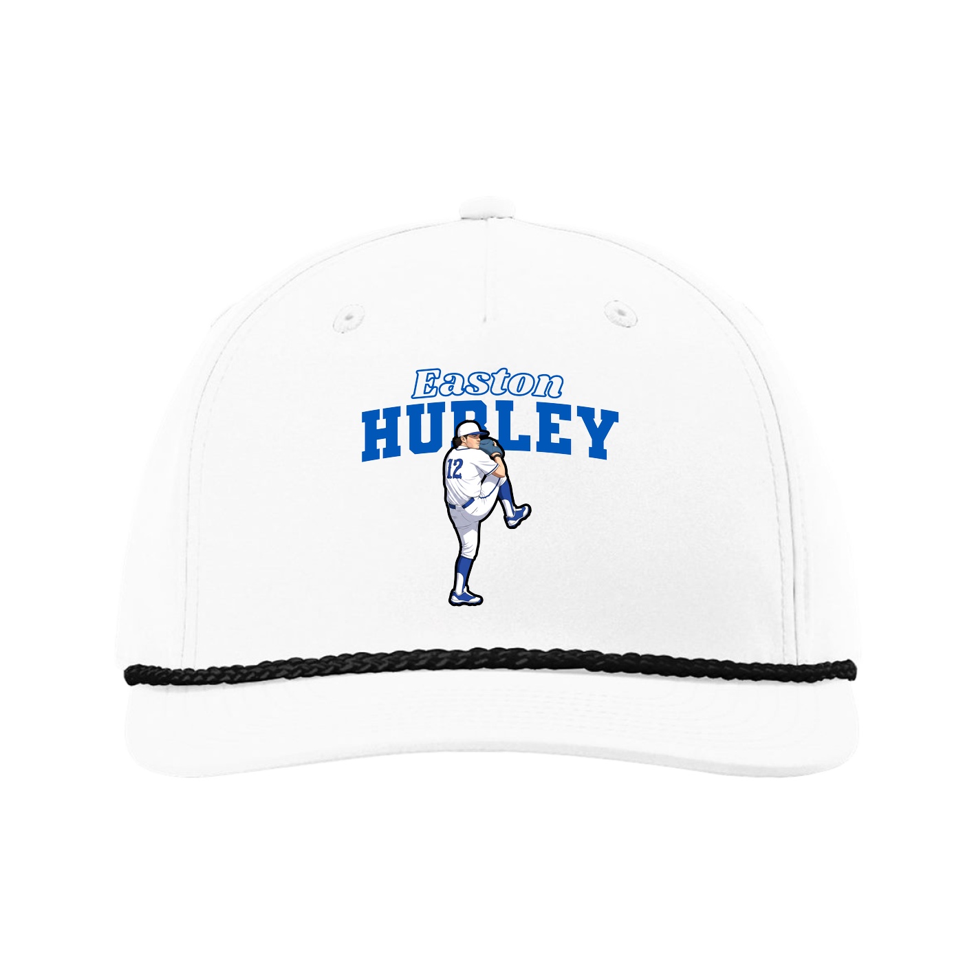 Five-Panel Classic Rope Cap — Name Arch in White