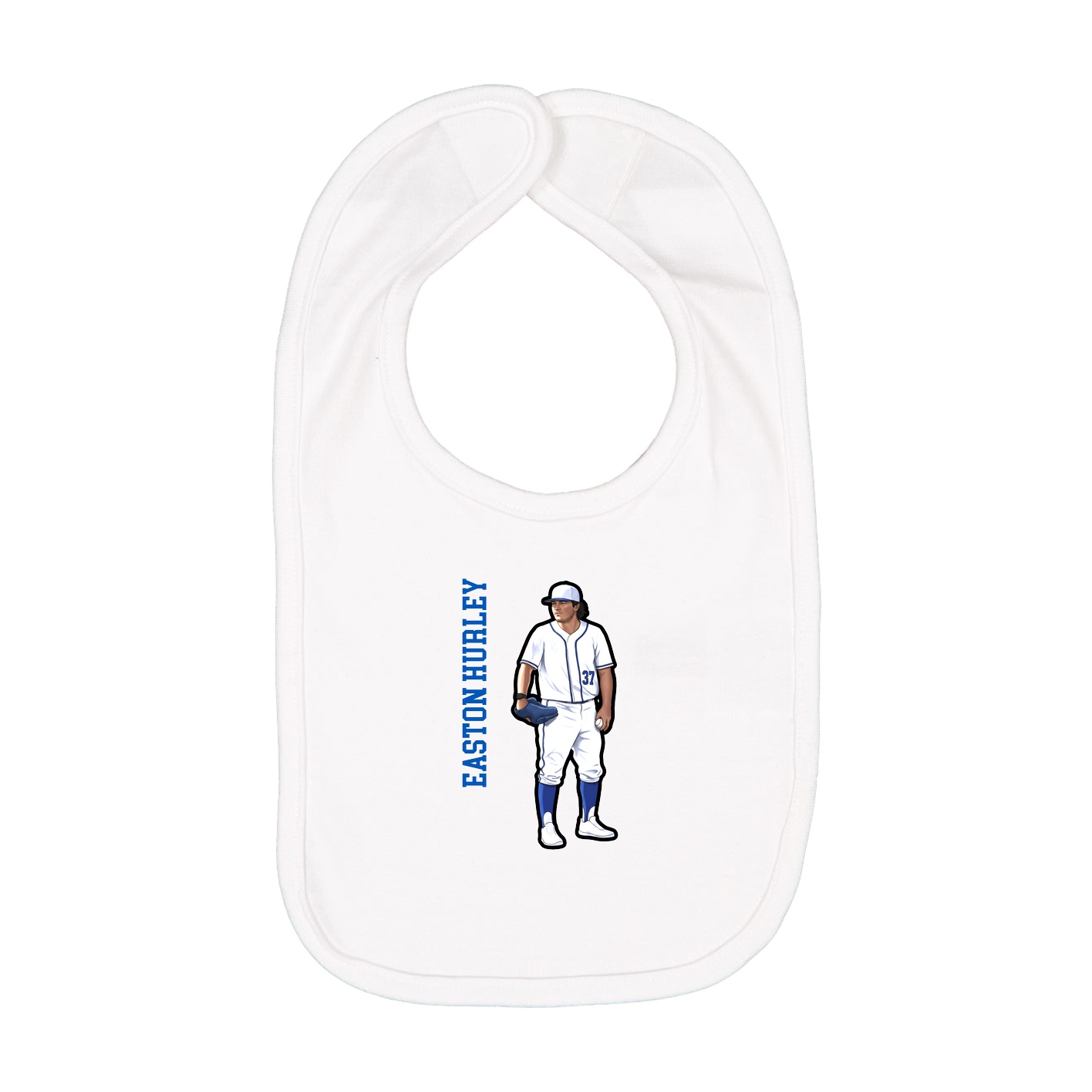 Infant Bib — Name Vertical in White