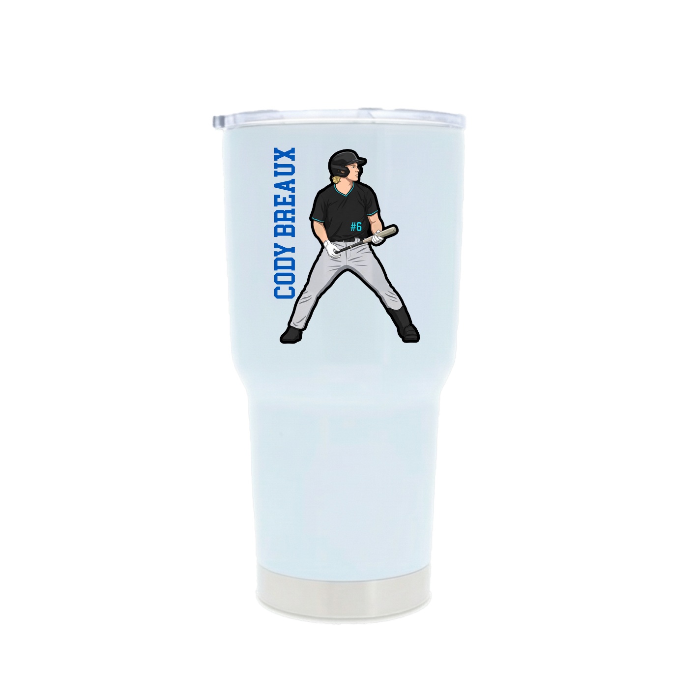 30oz Stainless Steel Tumbler — Name Vertical in White