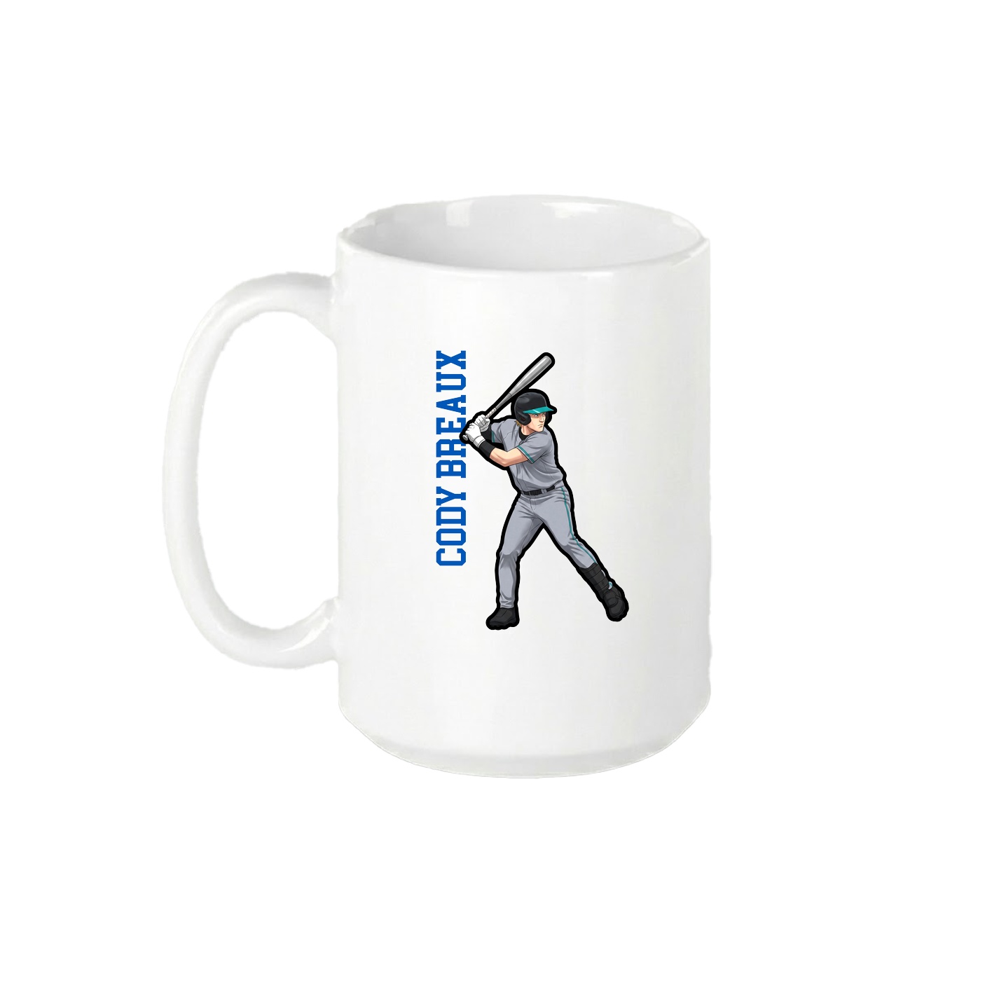 15oz Coffee Mug — Name Vertical in White