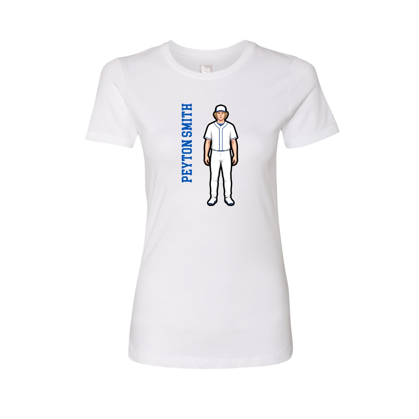 Fitted Women's Tee — Name Vertical in White