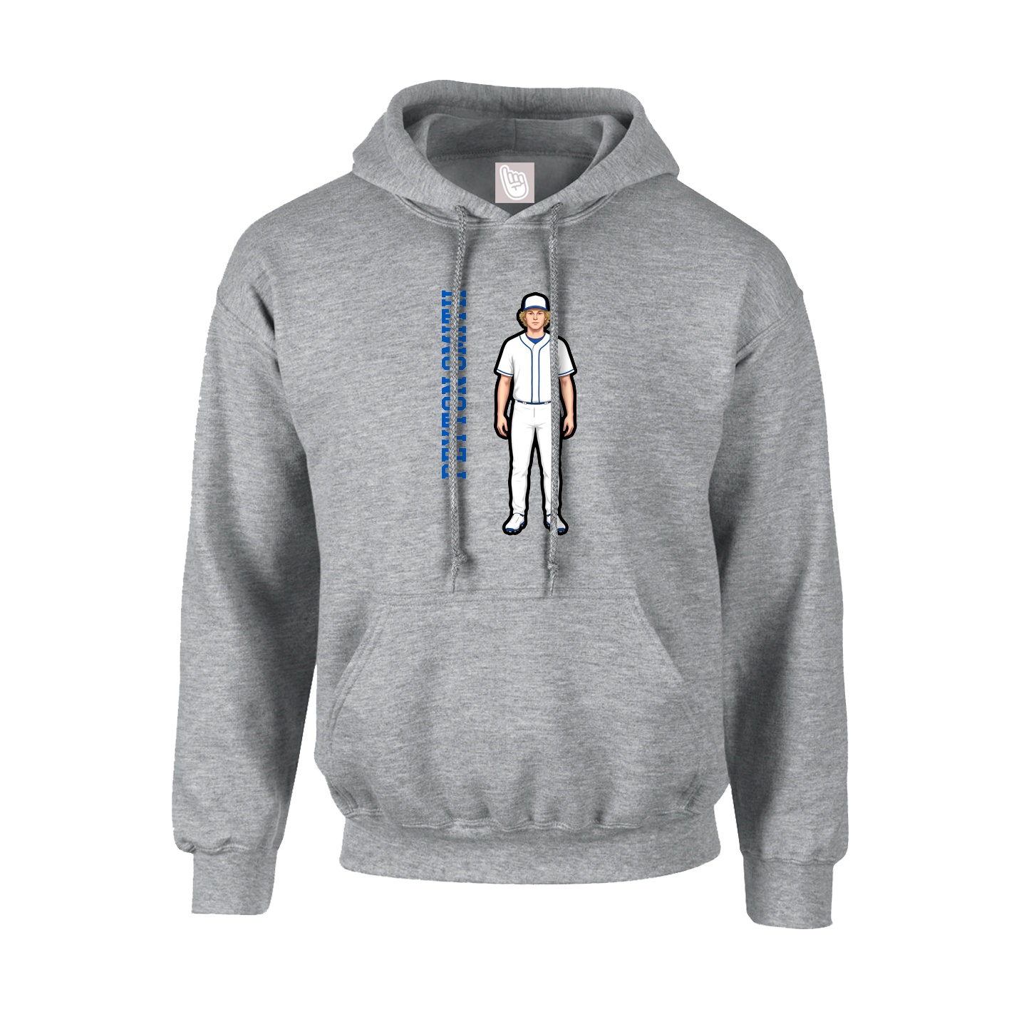 Youth Hoodie — Name Vertical in Grey