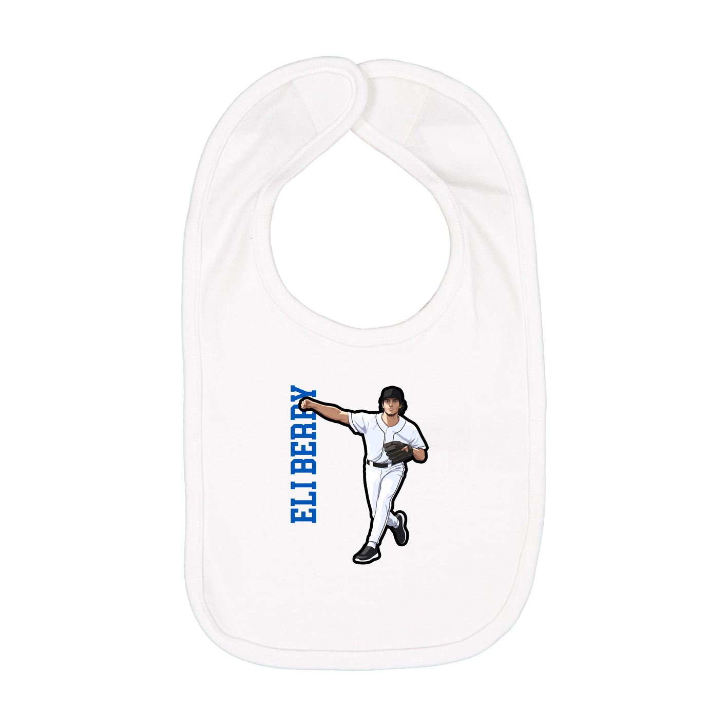 Infant Bib — Name Vertical in White