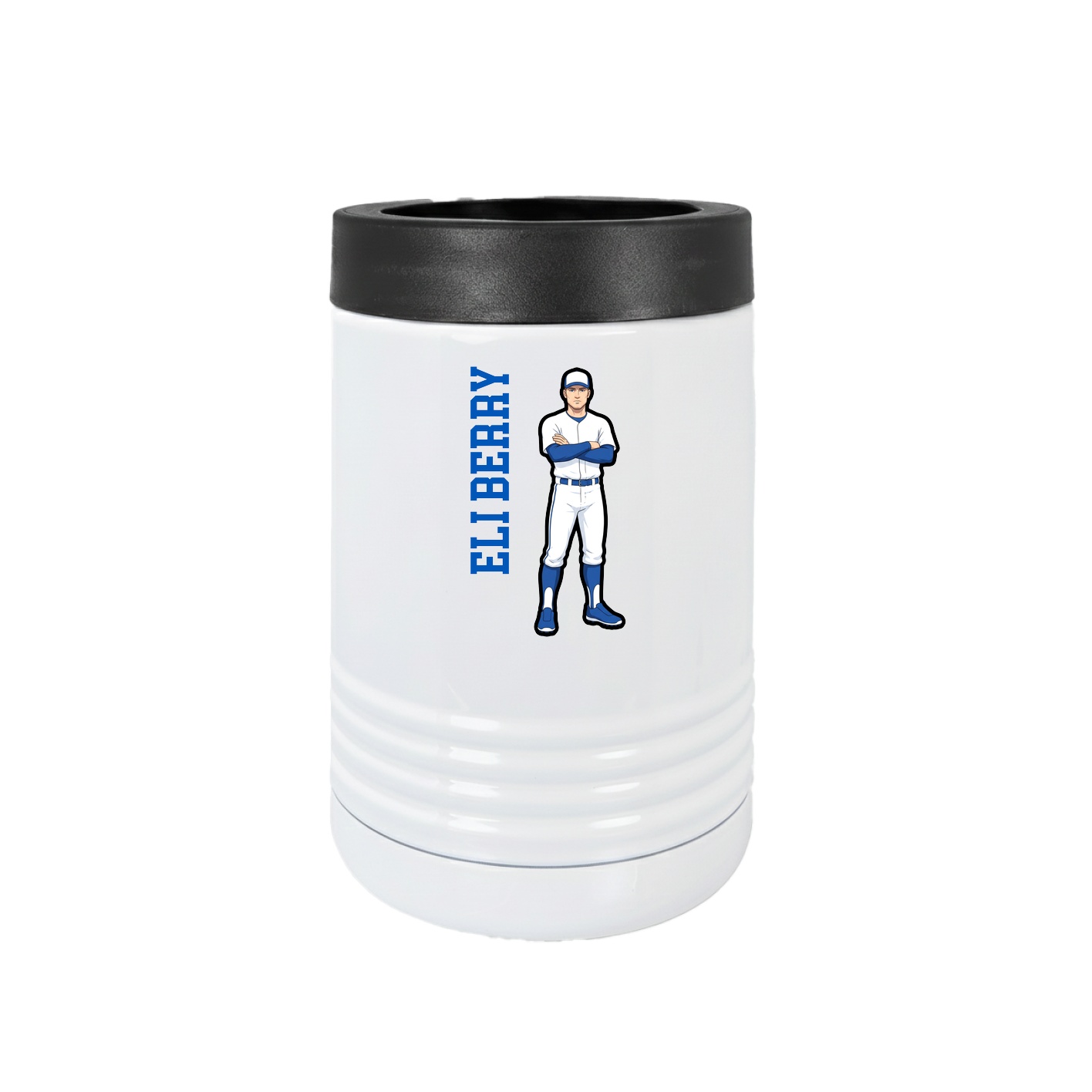 Beverage Holder — Name Vertical in White