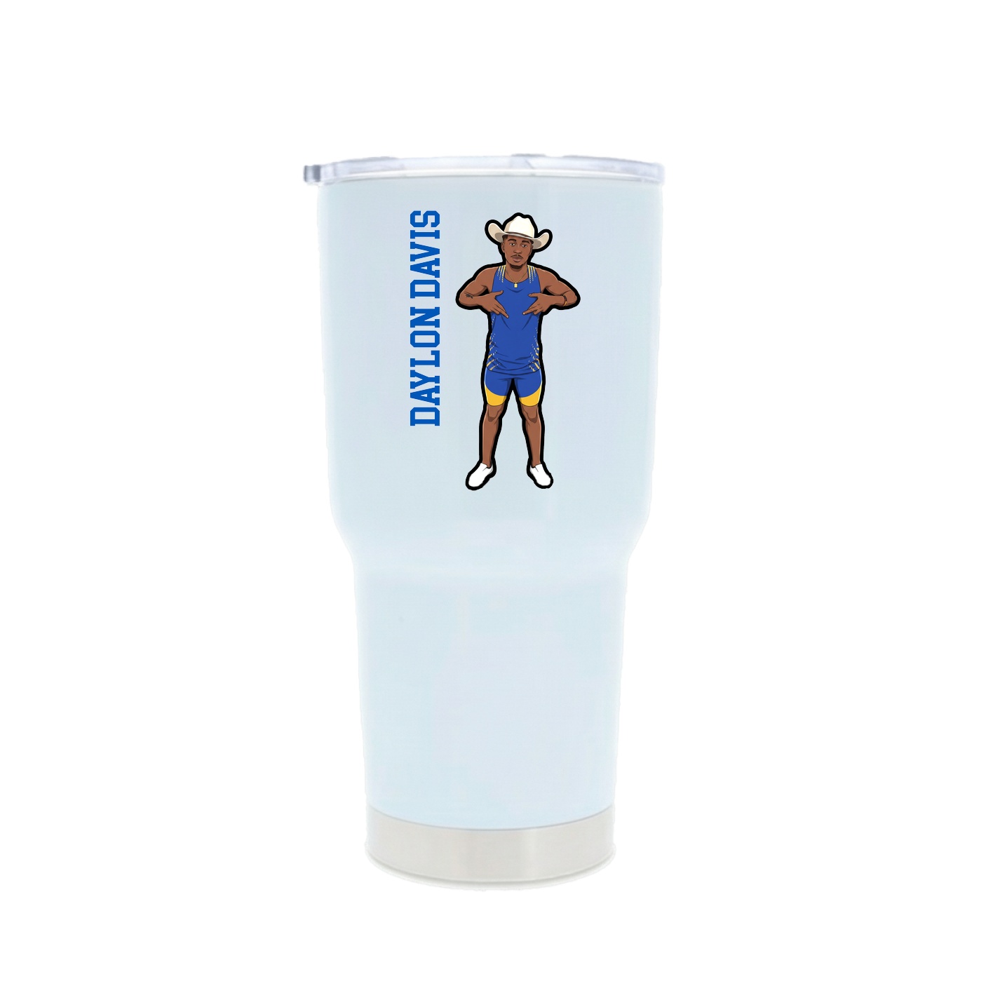 30oz Stainless Steel Tumbler — Name Vertical in White