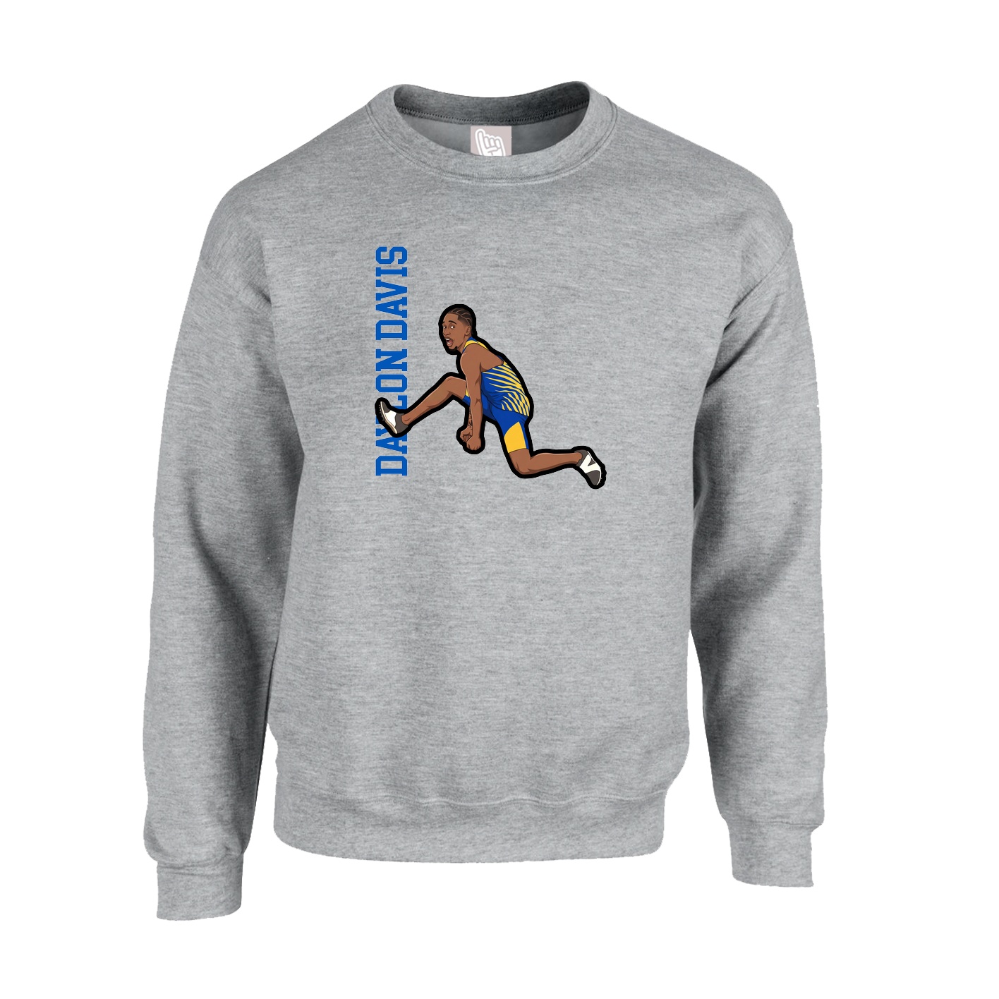 Fleece Crew — Name Vertical in Grey