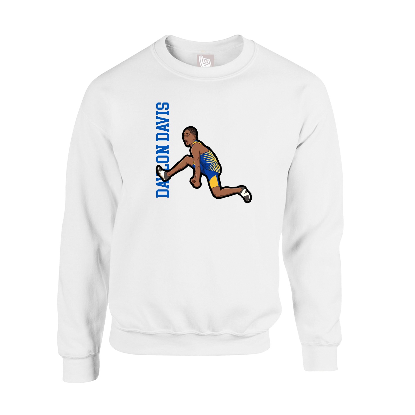 Fleece Crew — Name Vertical in White
