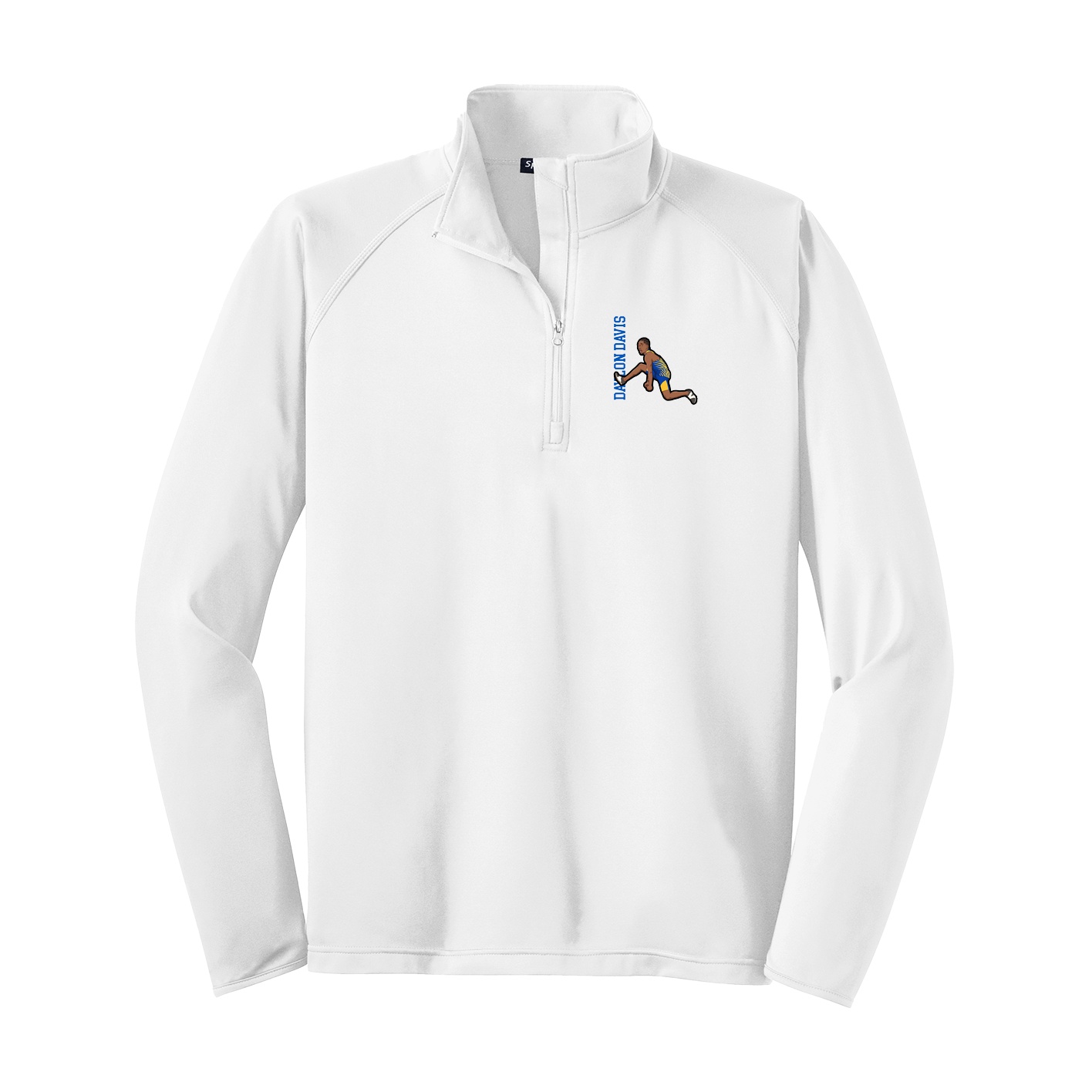 Q-Zip Pullover — Name Vertical in White