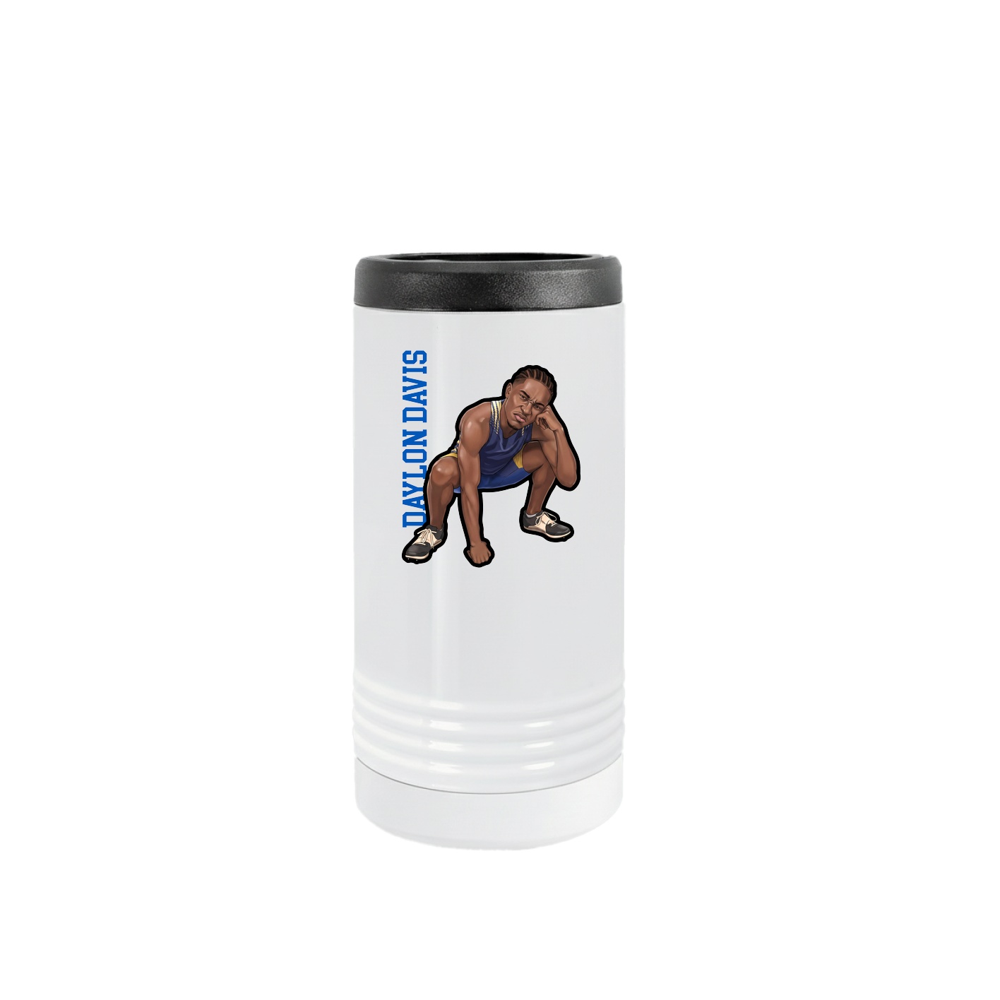 Slim Beverage Holder — Name Vertical in White