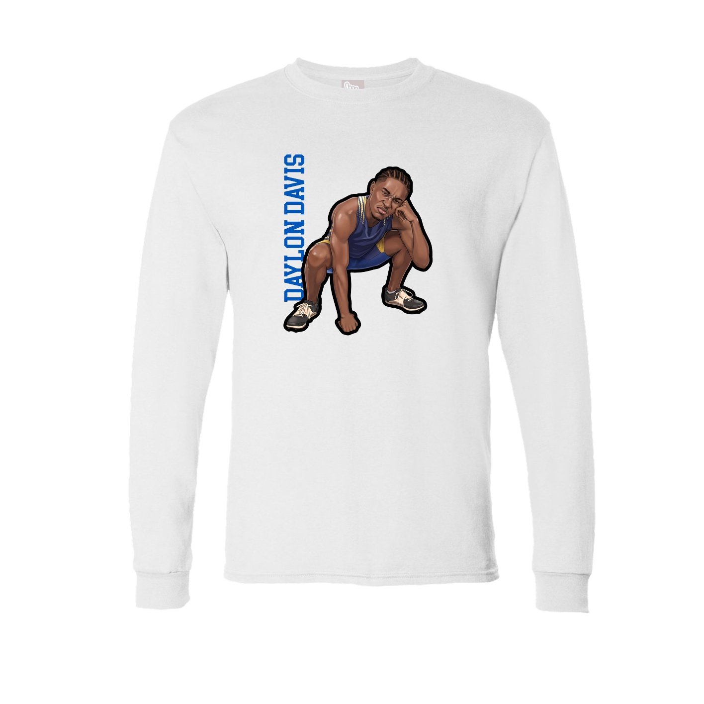 Long Sleeve Tee — Name Vertical in White