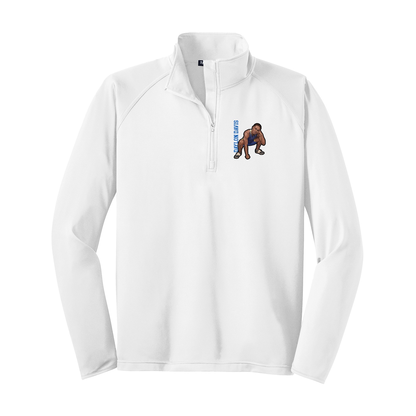 Q-Zip Pullover — Name Vertical in White