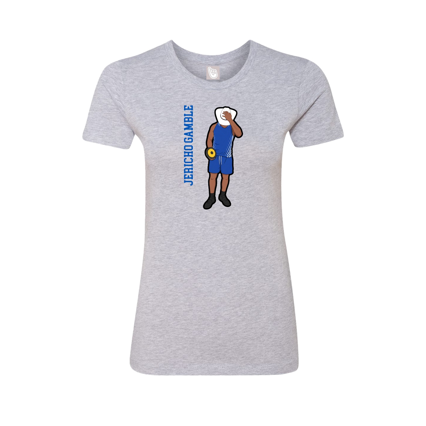Fitted Women's Tee — Name Vertical in Grey