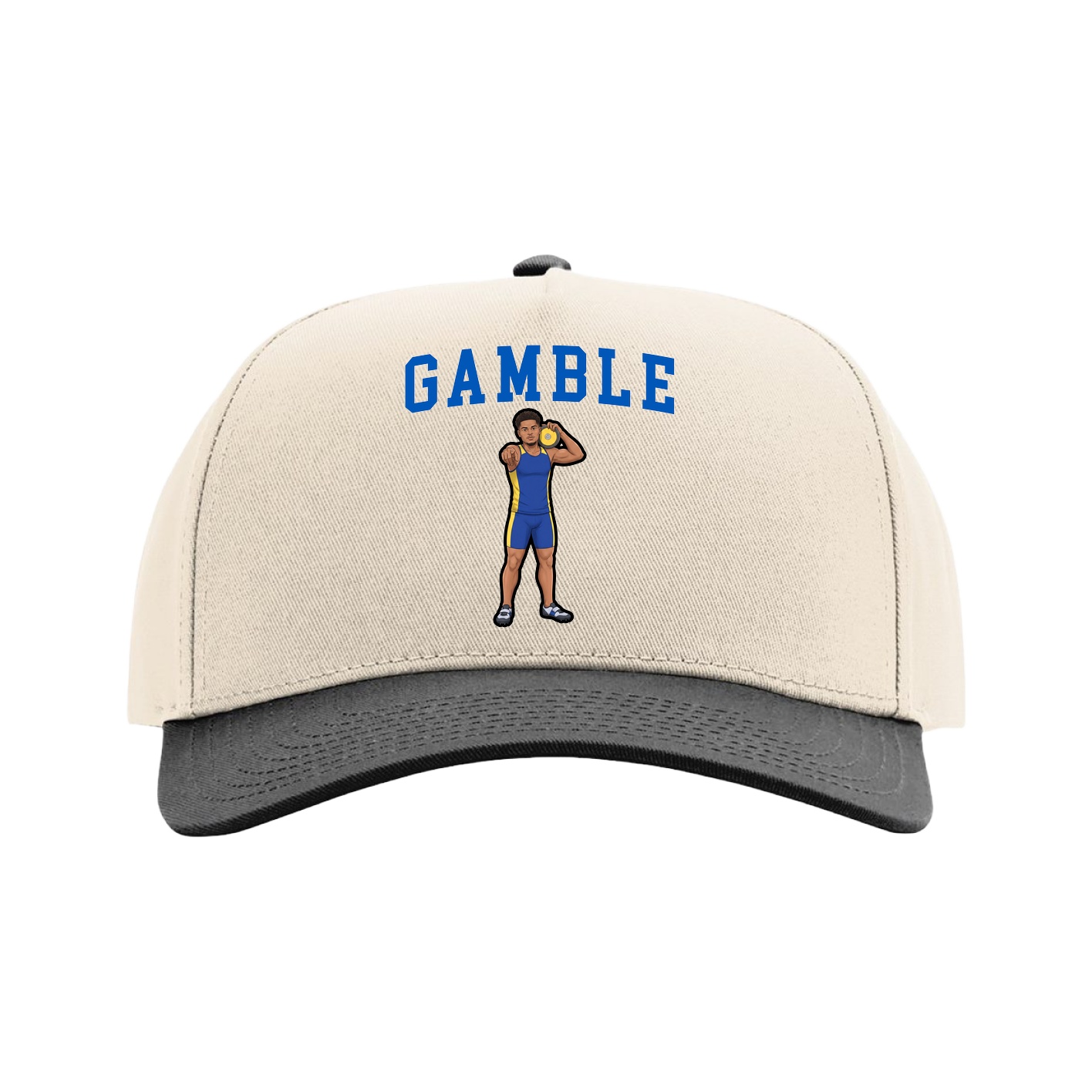 Full Fabric Five-Panel Champ Cap — Shirsey in Cream/Black