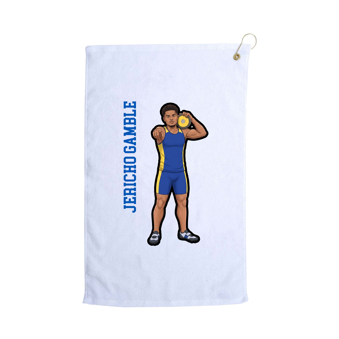 Golf Towel — Name Vertical in White