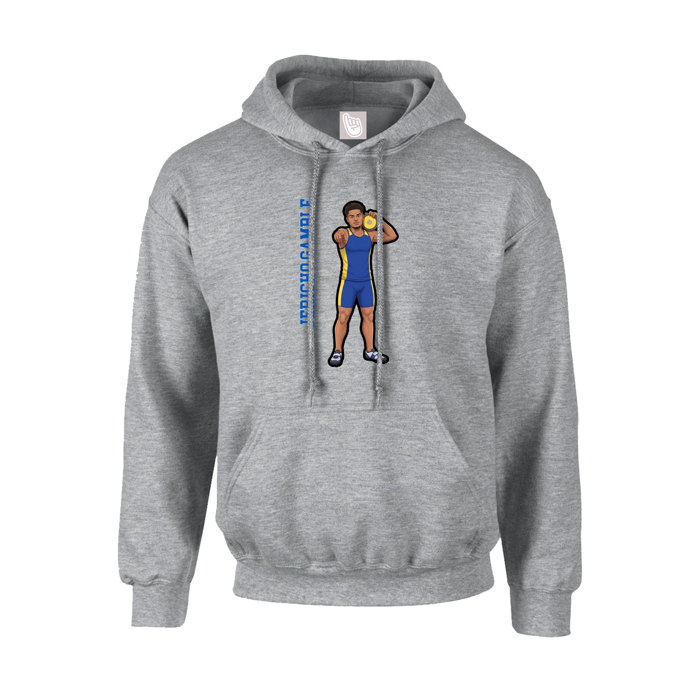 Youth Hoodie — Name Vertical in Grey