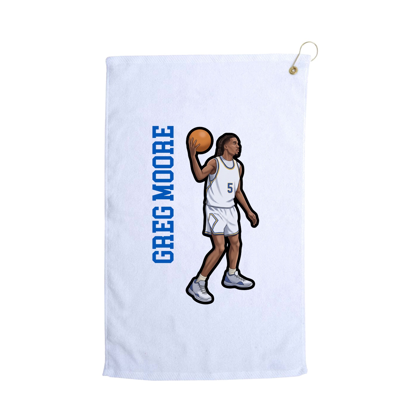 Golf Towel — Name Vertical in White