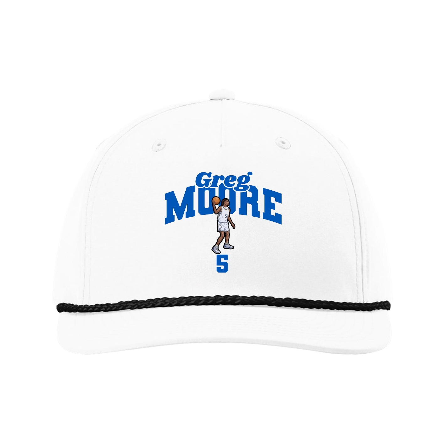 Five-Panel Classic Rope Cap — Signature Arch in White