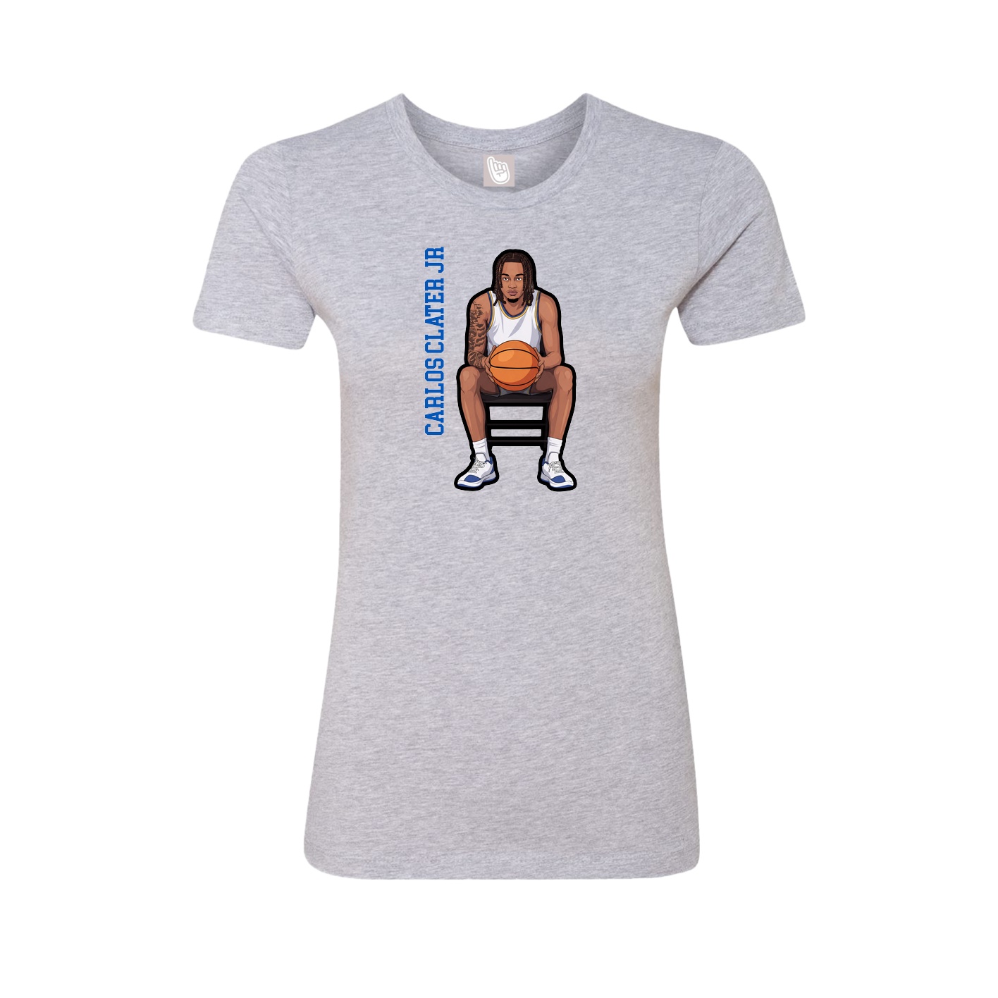 Fitted Women's Tee — Name Vertical in Grey