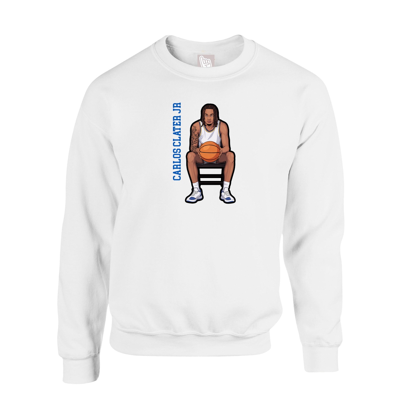 Fleece Crew — Name Vertical in White