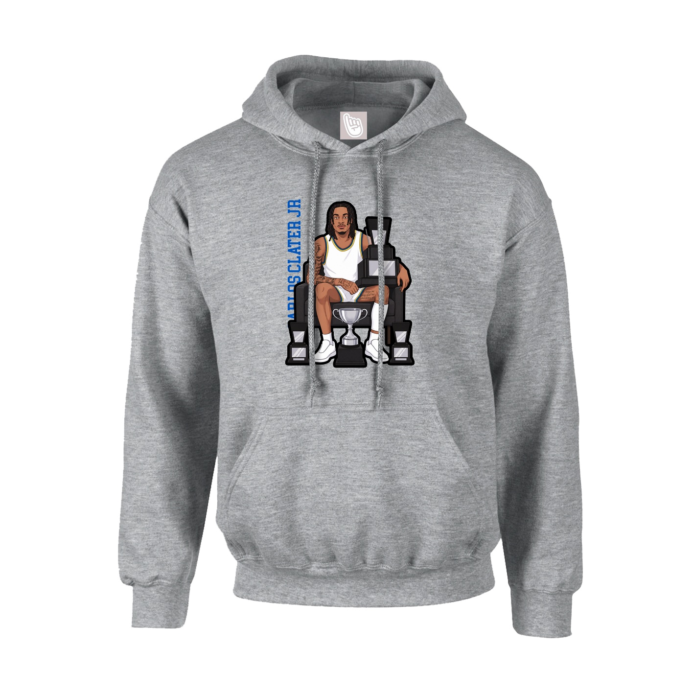Hoodie — Name Vertical in Grey