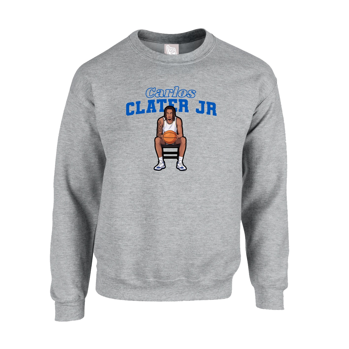 Fleece Crew — Name Arch in Grey