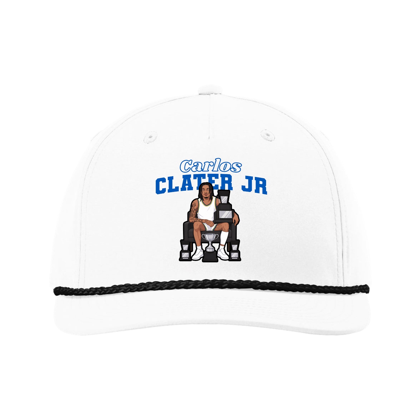 Five-Panel Classic Rope Cap — Name Arch in White