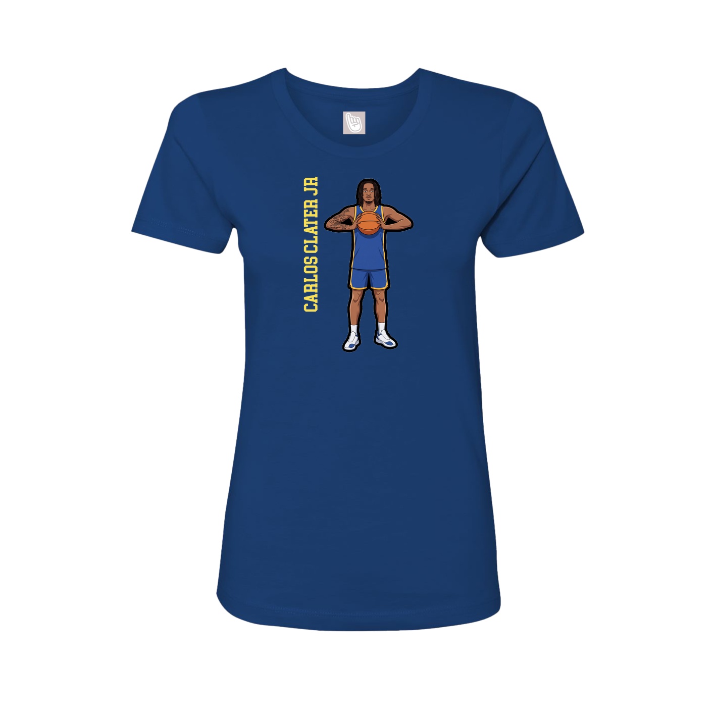Fitted Women's Tee — Name Vertical in Royal