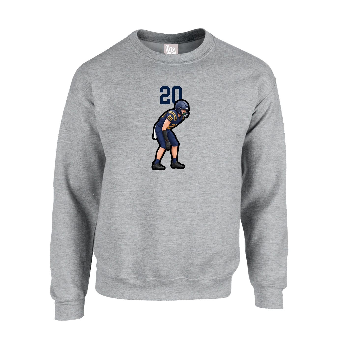Fleece Crew — Number Top in Grey