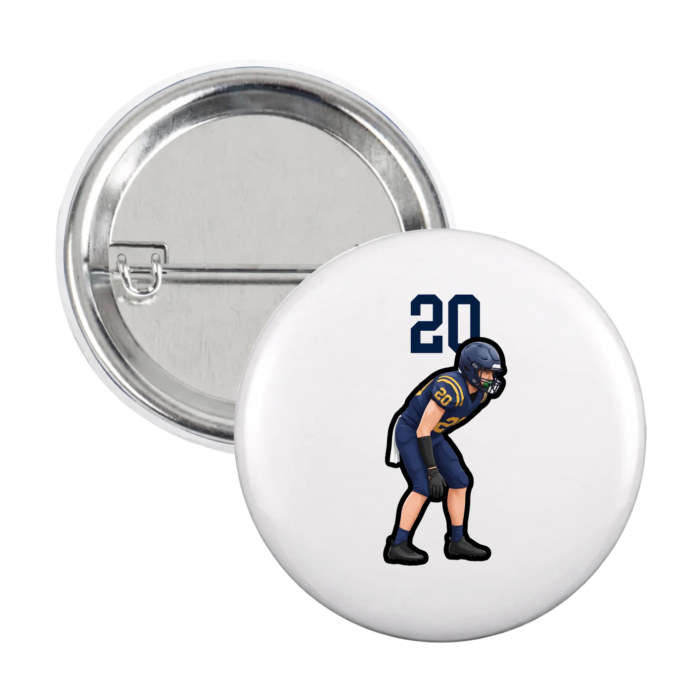 Game Day Button — Number Top in White