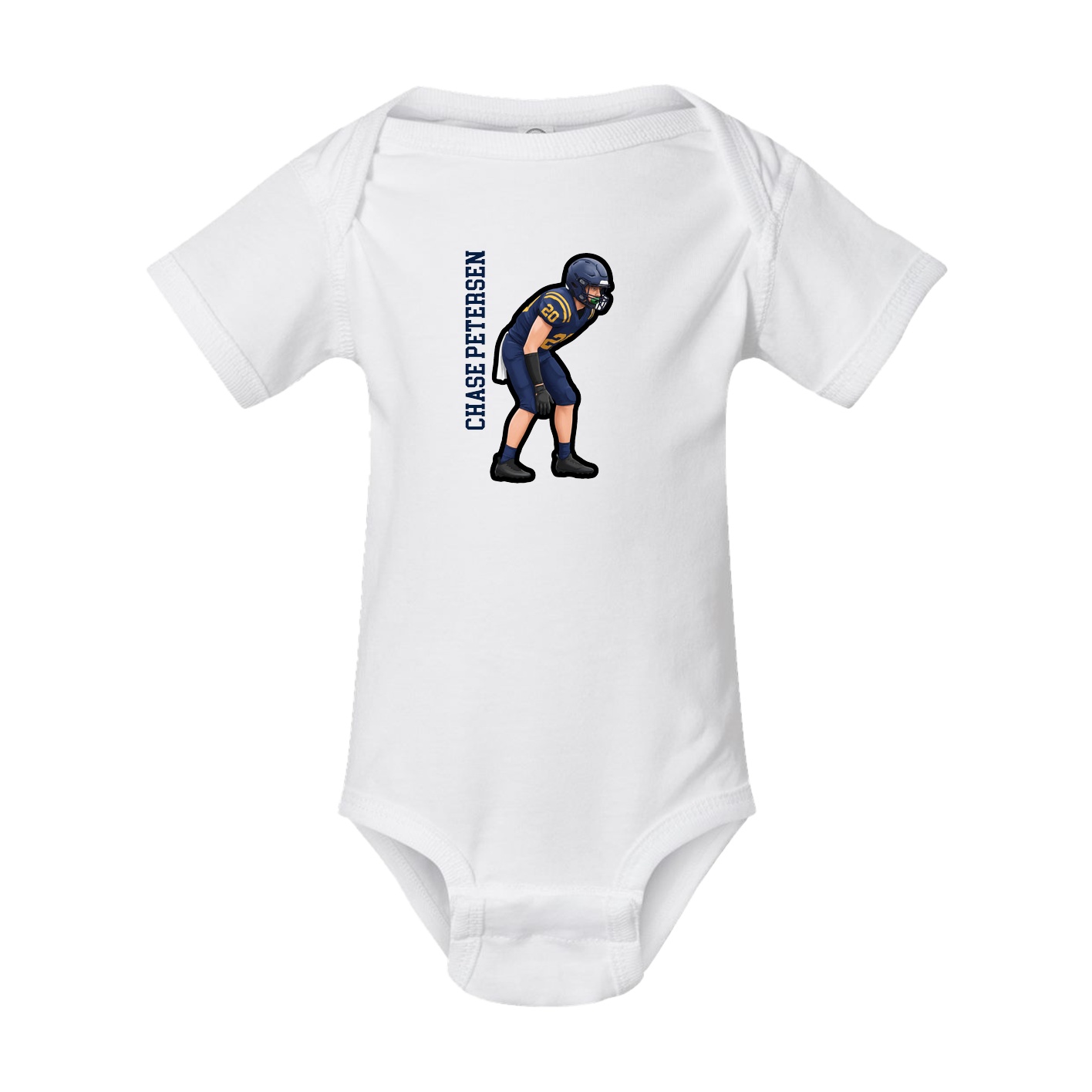 Baby Onesie — Name Vertical in White