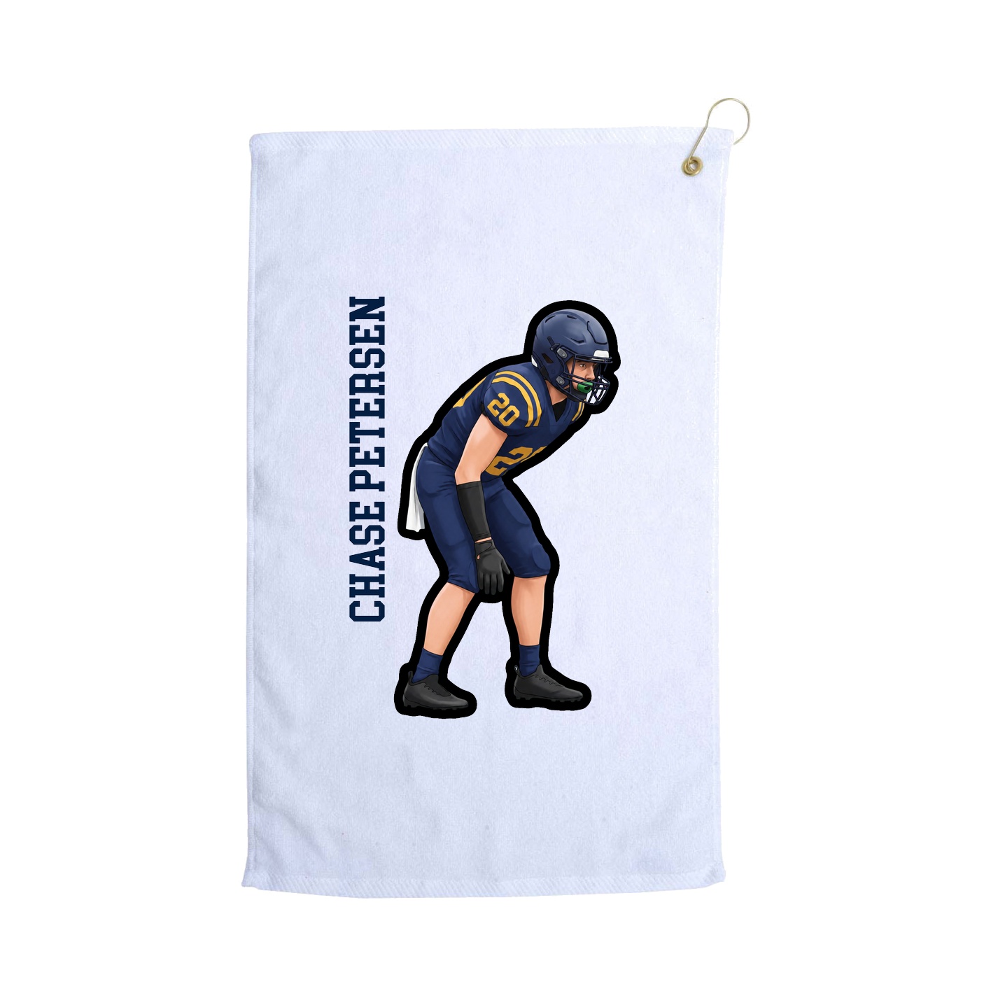 Golf Towel — Name Vertical in White