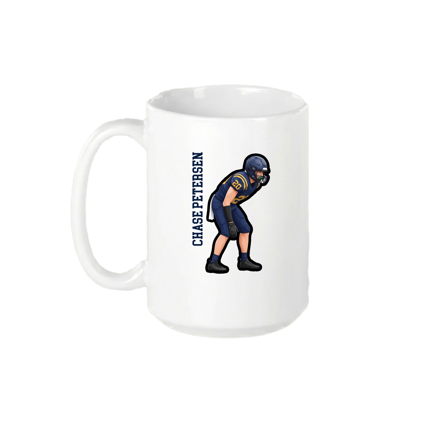 15oz Coffee Mug — Name Vertical in White