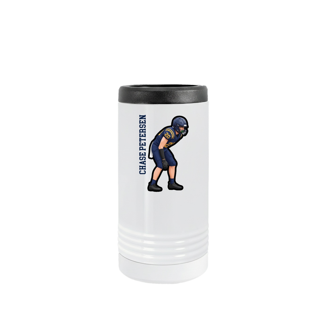 Slim Beverage Holder — Name Vertical in White