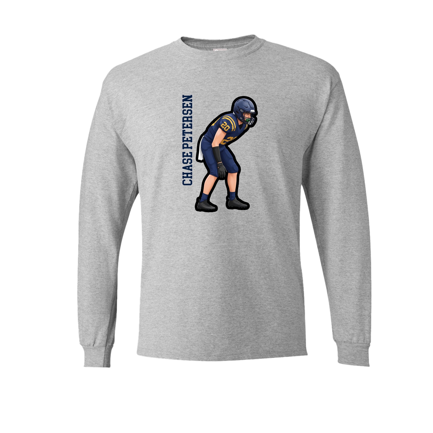 Long Sleeve Tee — Name Vertical in Grey